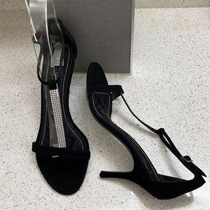 NWD Studio Pollini Black Suede/Crystal Embellished Sandal/Heels